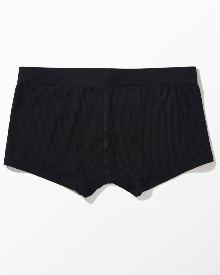 YYCG men's ribbed boxer brief in black – premium textured stretch underwear front view