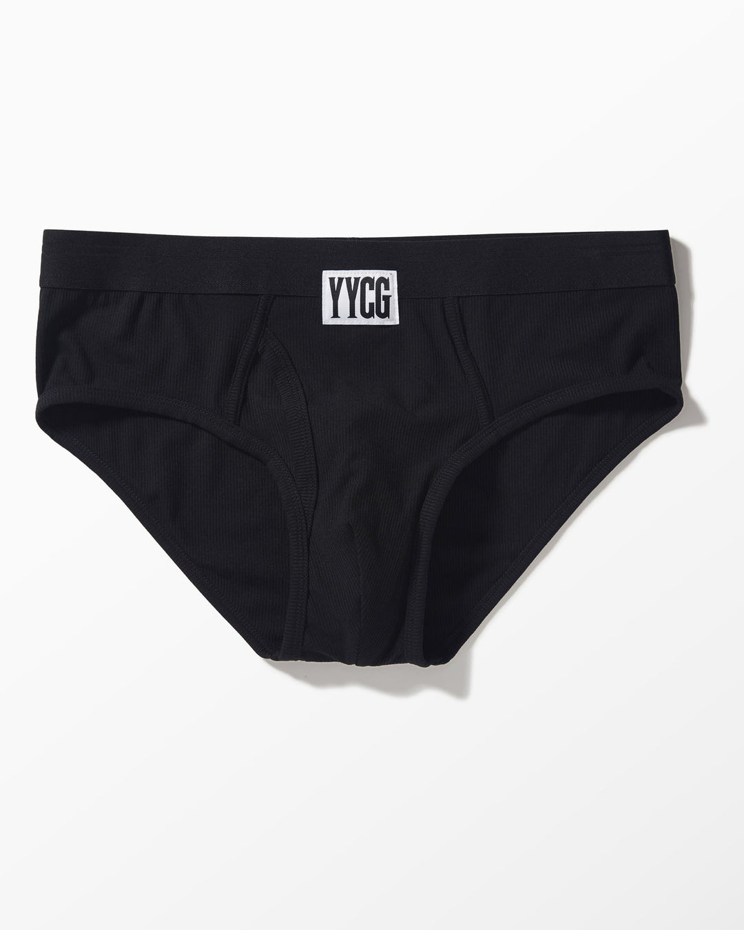 YYCG men's ribbed brief in white – soft rayon contour pouch underwear front view