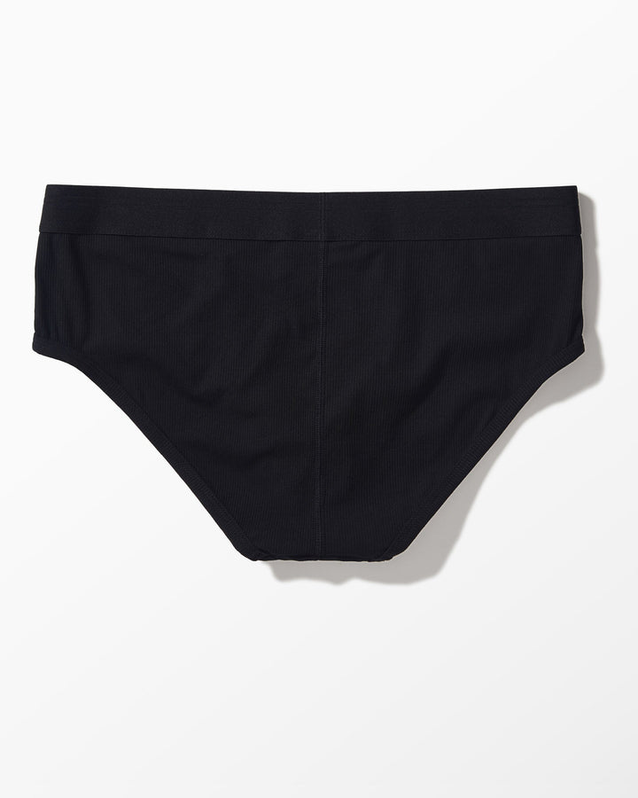 YYCG men's ribbed brief in black – premium textured rayon stretch underwear front view