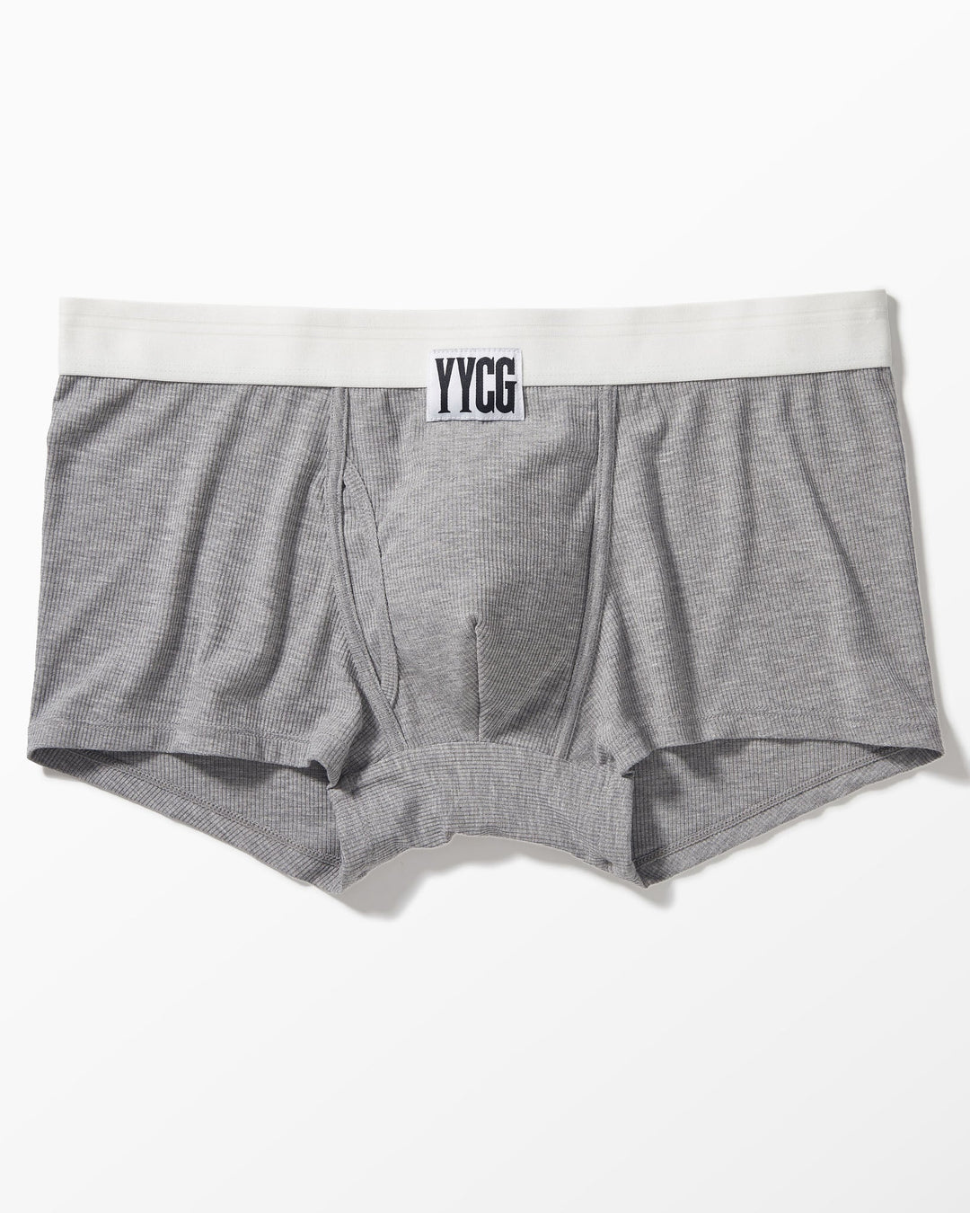 YYCG men's ribbed boxer brief in gray – premium ribbed rayon all-day underwear front view