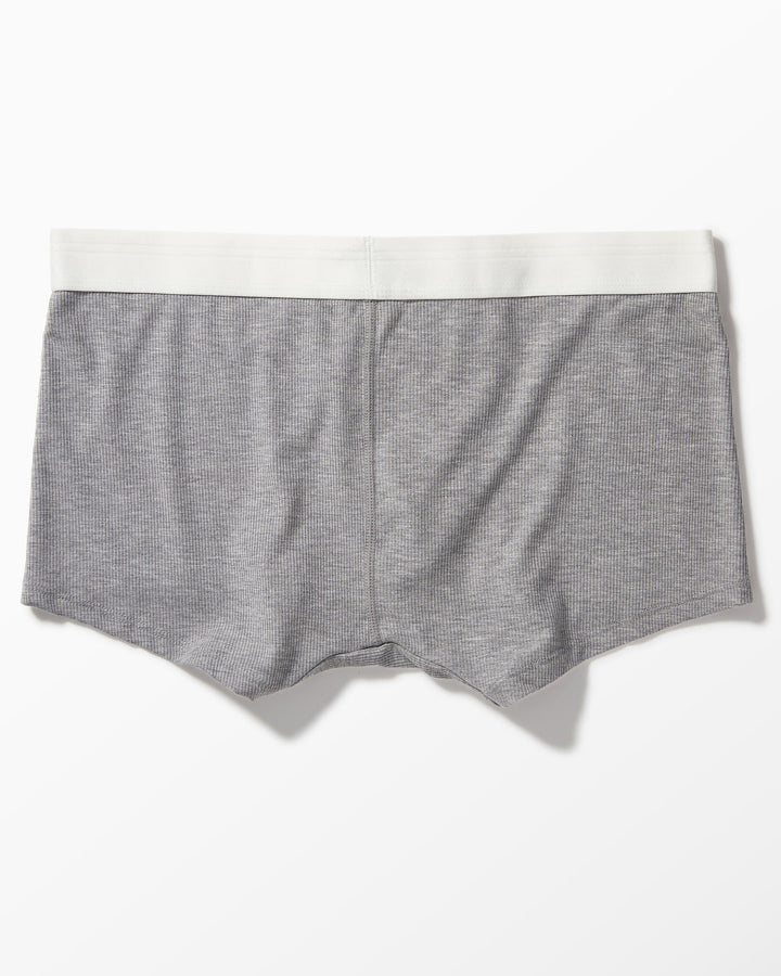 YYCG men's ribbed boxer brief in white – silky rayon stay-put performance underwear front view