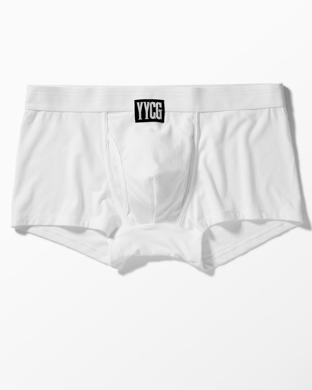 YYCG men's ribbed boxer brief in black – premium textured stretch underwear front view