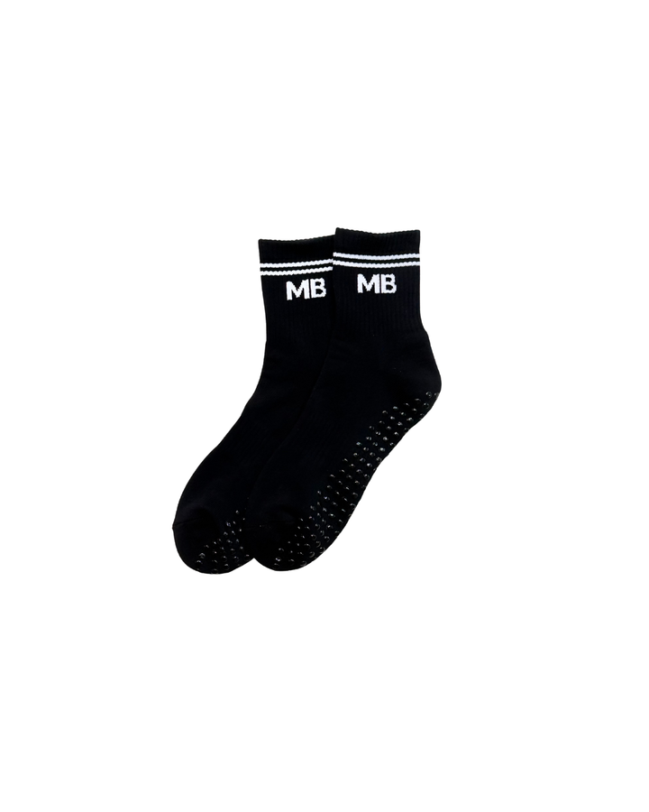 Black & White Stripe Unisex Half Crew Socks Grip Socks