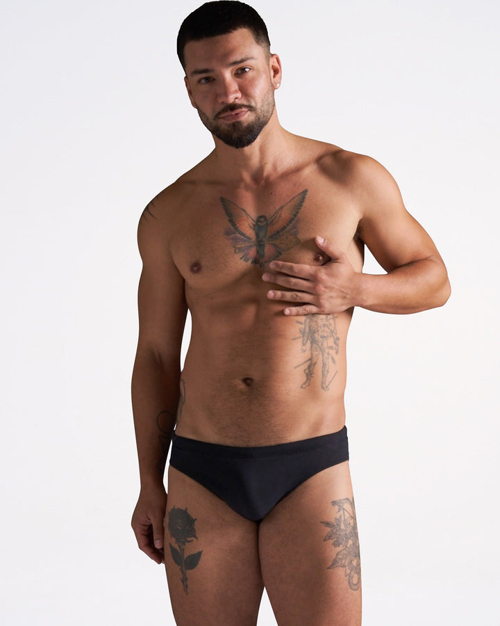 TEAMM8 Standard Swim Brief Black – men's classic low-rise swim brief in black