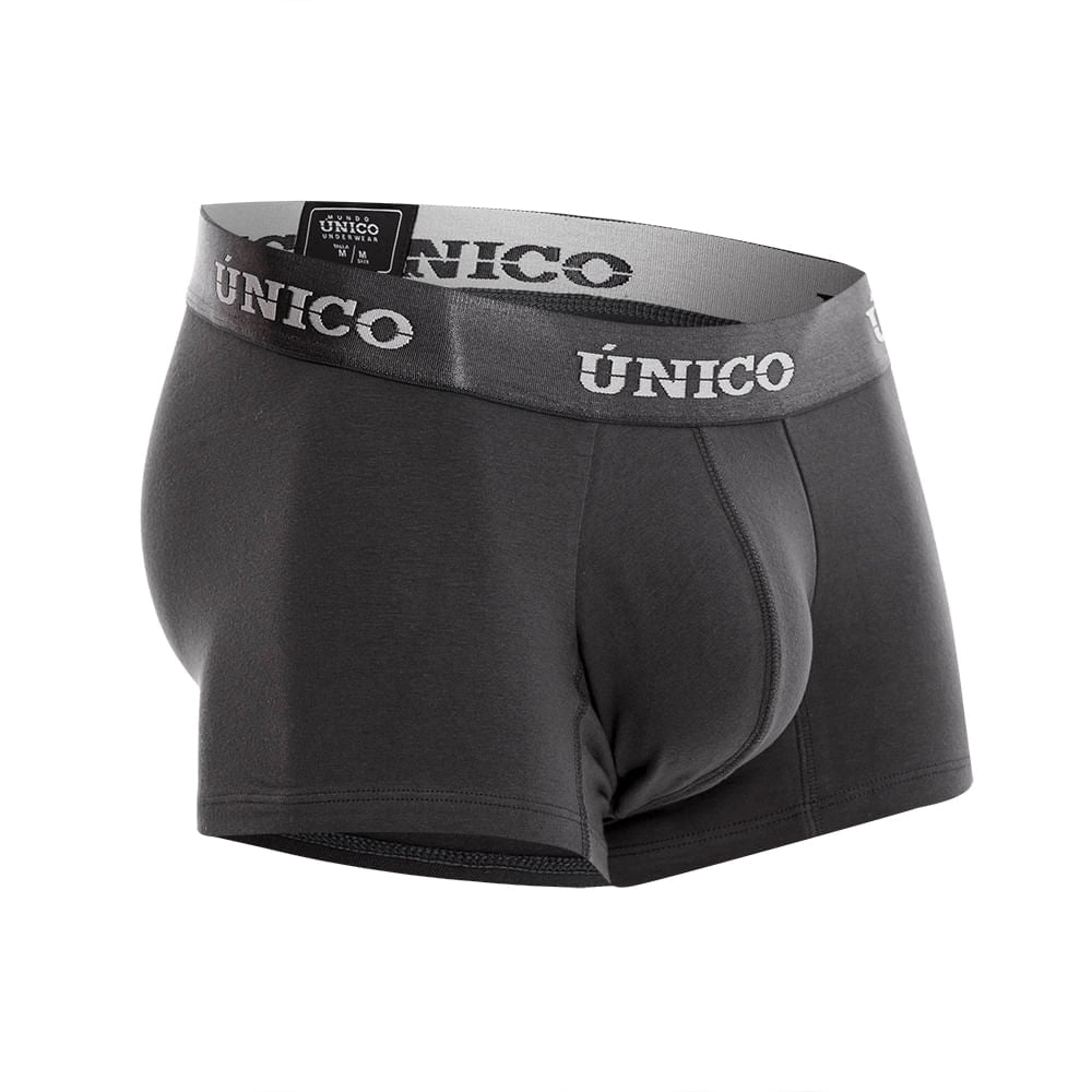 Mundo Unico Men's Short Boxer Briefs - Asfalto A22 Charcoal Grey Cotton Trunk