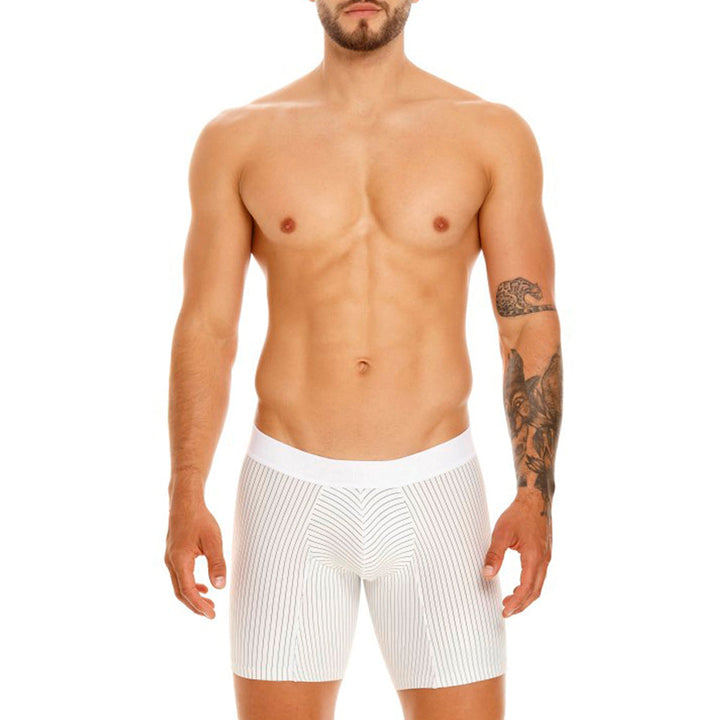 Mundo Unico Men's Microfiber Mid-Length Boxer Briefs - Estelar White