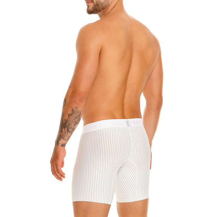 Mundo Unico Men's Microfiber Mid-Length Boxer Briefs - Estelar White