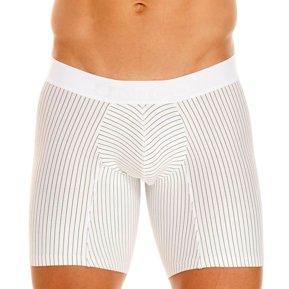 Mundo Unico Men's Microfiber Mid-Length Boxer Briefs - Estelar White