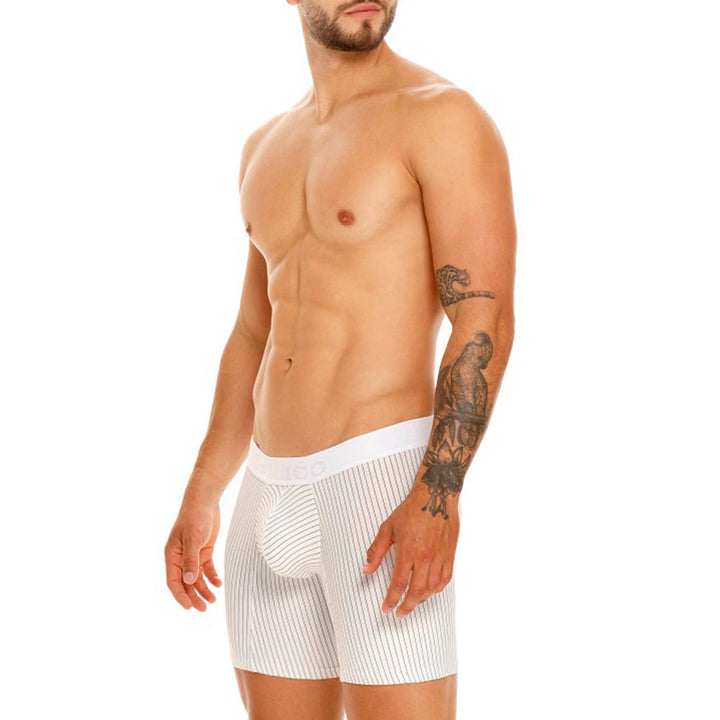 Mundo Unico Men's Microfiber Mid-Length Boxer Briefs - Estelar White
