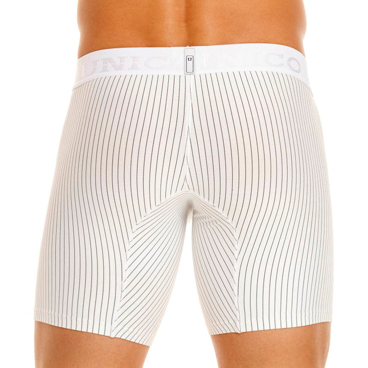 Mundo Unico Men's Microfiber Mid-Length Boxer Briefs - Estelar White