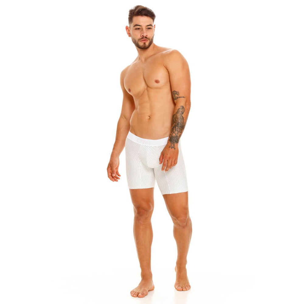 Mundo Unico Men's Microfiber Mid-Length Boxer Briefs - Estelar White