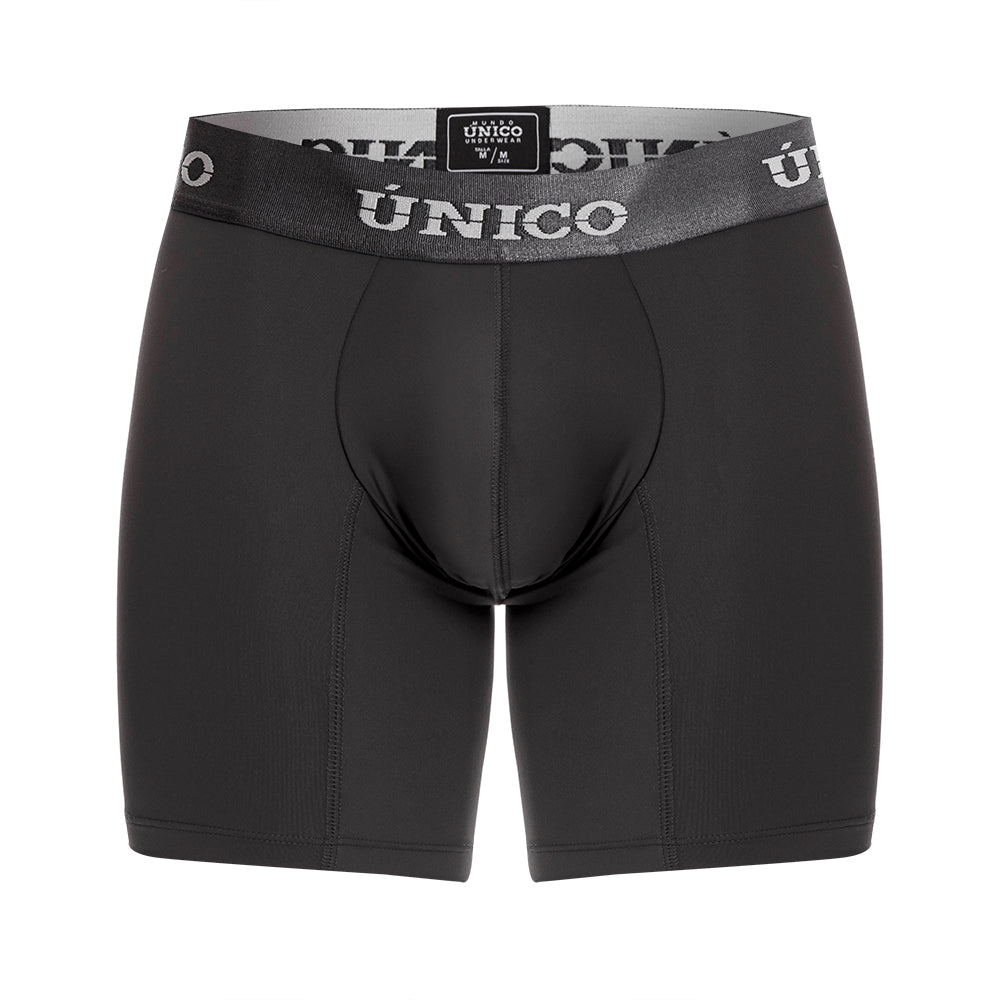 Mundo Unico M22 Men's Mid-Length Boxer Briefs – Asphalt Grey Microfiber Underwear with Pouch Support