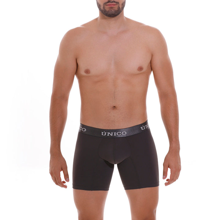 Mundo Unico M22 Men's Mid-Length Boxer Briefs – Asphalt Grey Microfiber Underwear with Pouch Support