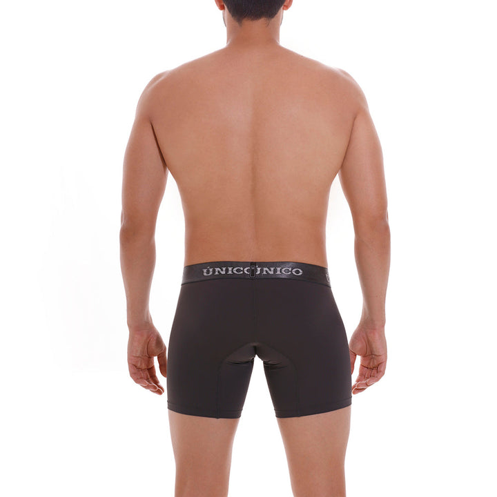 Mundo Unico M22 Men's Mid-Length Boxer Briefs – Asphalt Grey Microfiber Underwear with Pouch Support