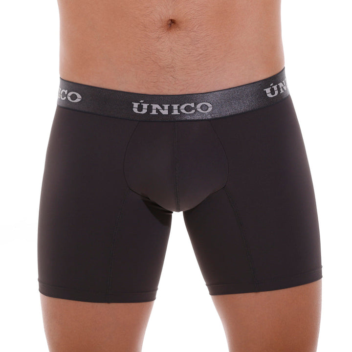 Mundo Unico M22 Men's Mid-Length Boxer Briefs – Asphalt Grey Microfiber Underwear with Pouch Support