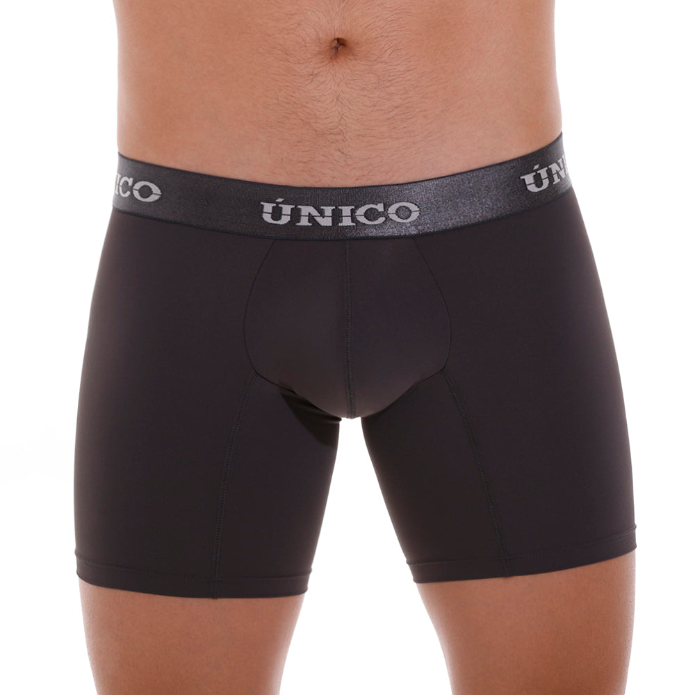Mundo Unico Men's Asfalto M23 Mid-Length Boxer Briefs - Asphalt Grey Microfiber Performance