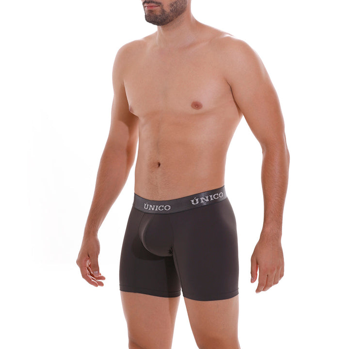 Mundo Unico Men's Asfalto M23 Mid-Length Boxer Briefs - Asphalt Grey Microfiber Performance