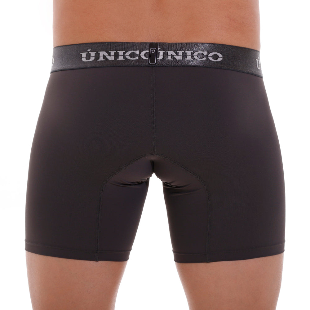 Mundo Unico Men's Asfalto M23 Mid-Length Boxer Briefs - Asphalt Grey Microfiber Performance