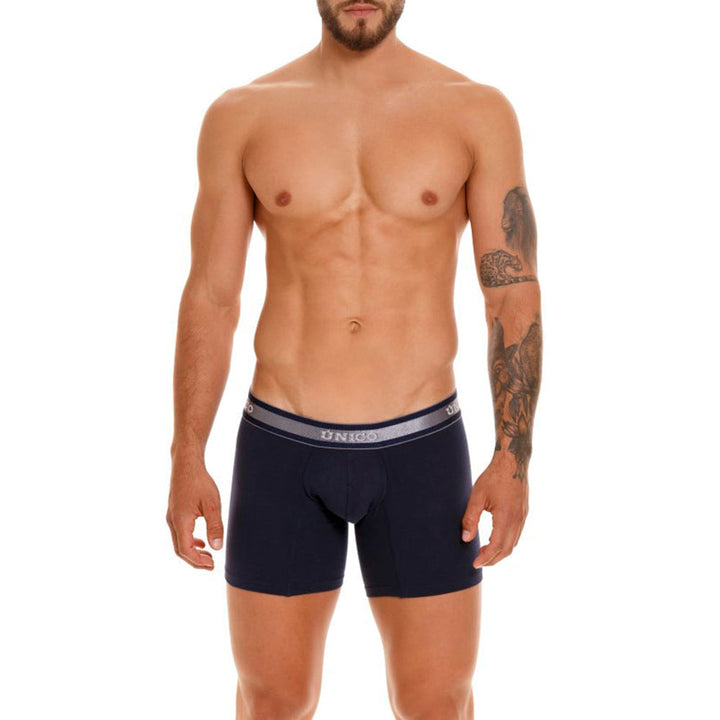 Mundo Unico Men's Mid-Length Boxer Briefs - Cardenal A23 Solid Royal Blue Cotton