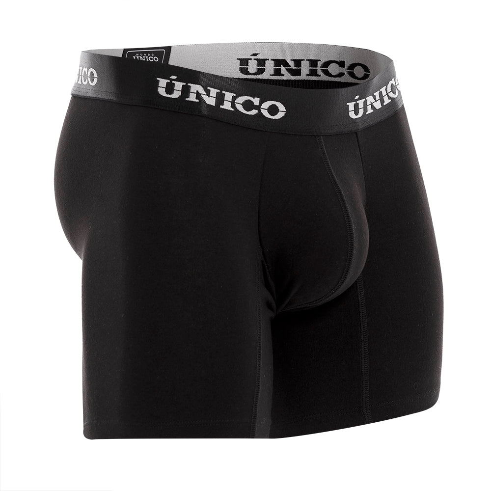 Mundo Unico Men’s Intenso A23 Cotton Mid-Brief Boxers - Black Ergonomic Pouch Support Trunks