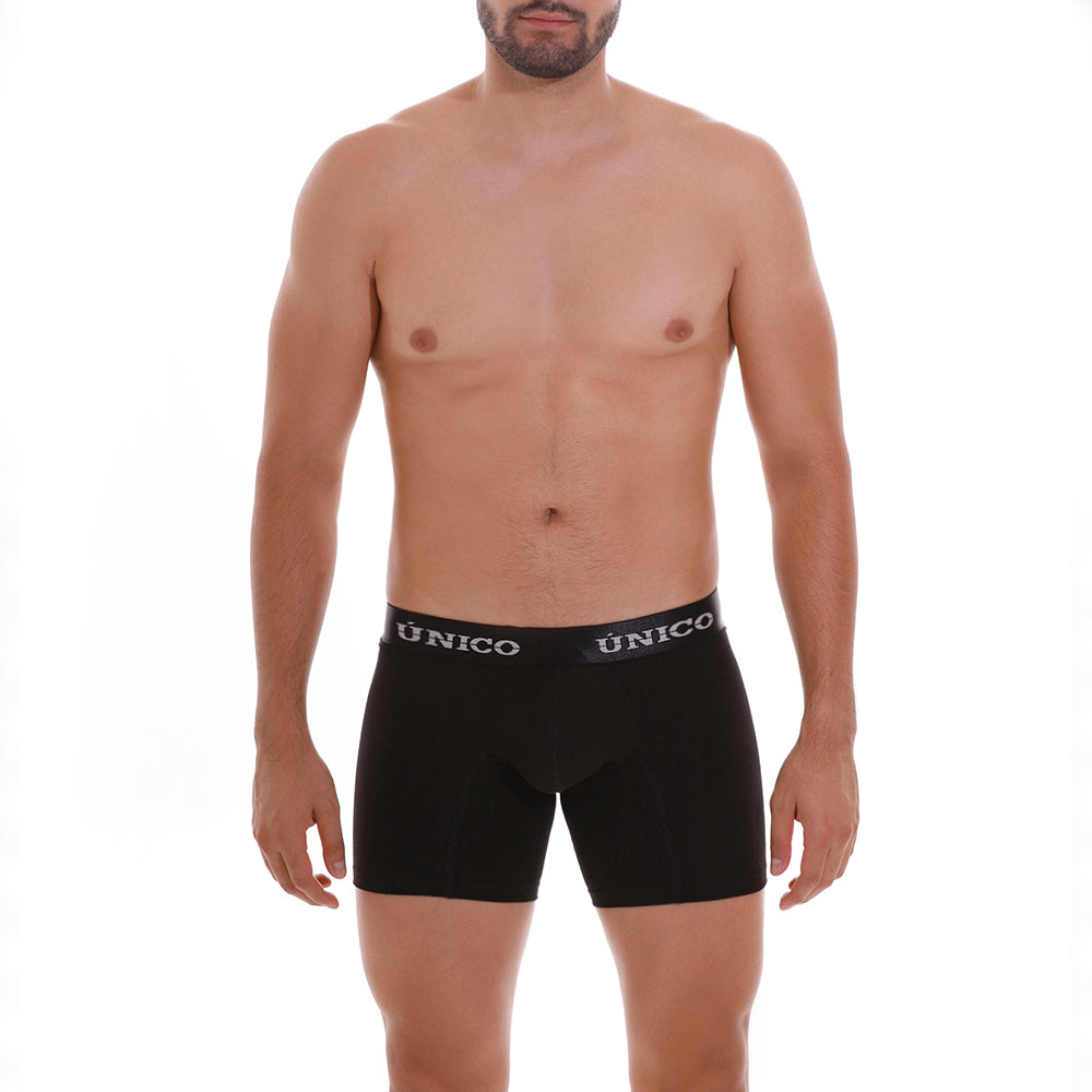 Mundo Unico Men’s Intenso A23 Cotton Mid-Brief Boxers - Black Ergonomic Pouch Support Trunks