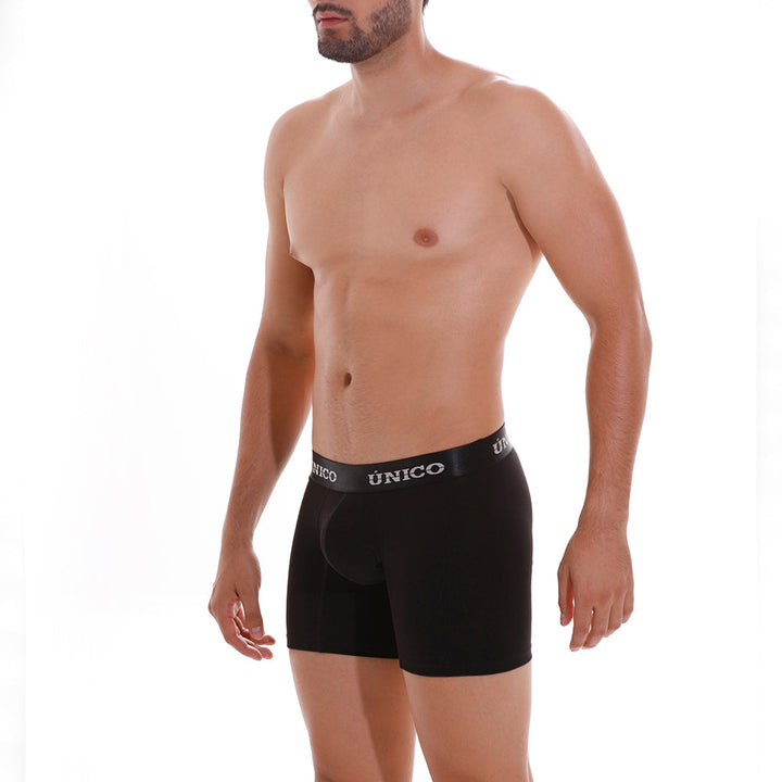 Mundo Unico Men’s Intenso A23 Cotton Mid-Brief Boxers - Black Ergonomic Pouch Support Trunks