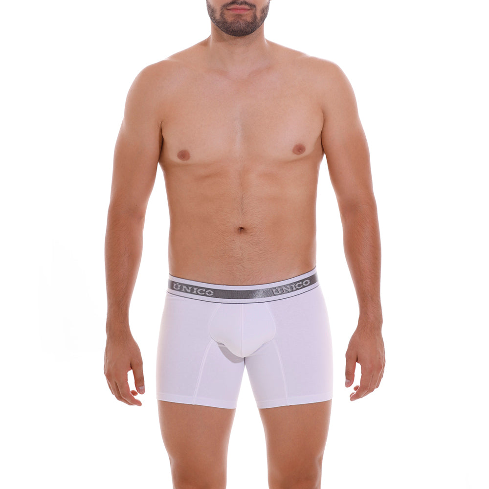 Mundo Unico Men’s Lustre A22 Cotton Mid-Brief Boxers - White Ergonomic Support Pouch Underwear