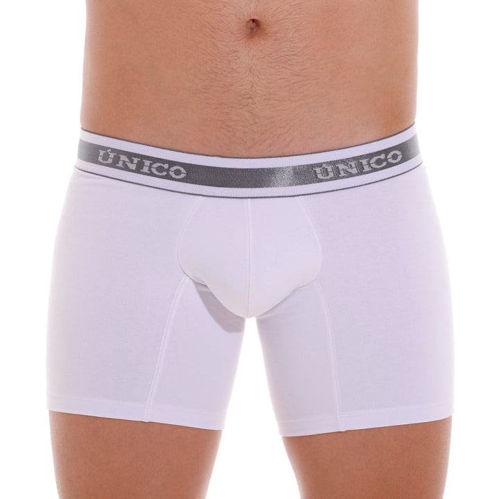 Mundo Unico Men’s Lustre A22 Cotton Mid-Brief Boxers - White Ergonomic Support Pouch Underwear