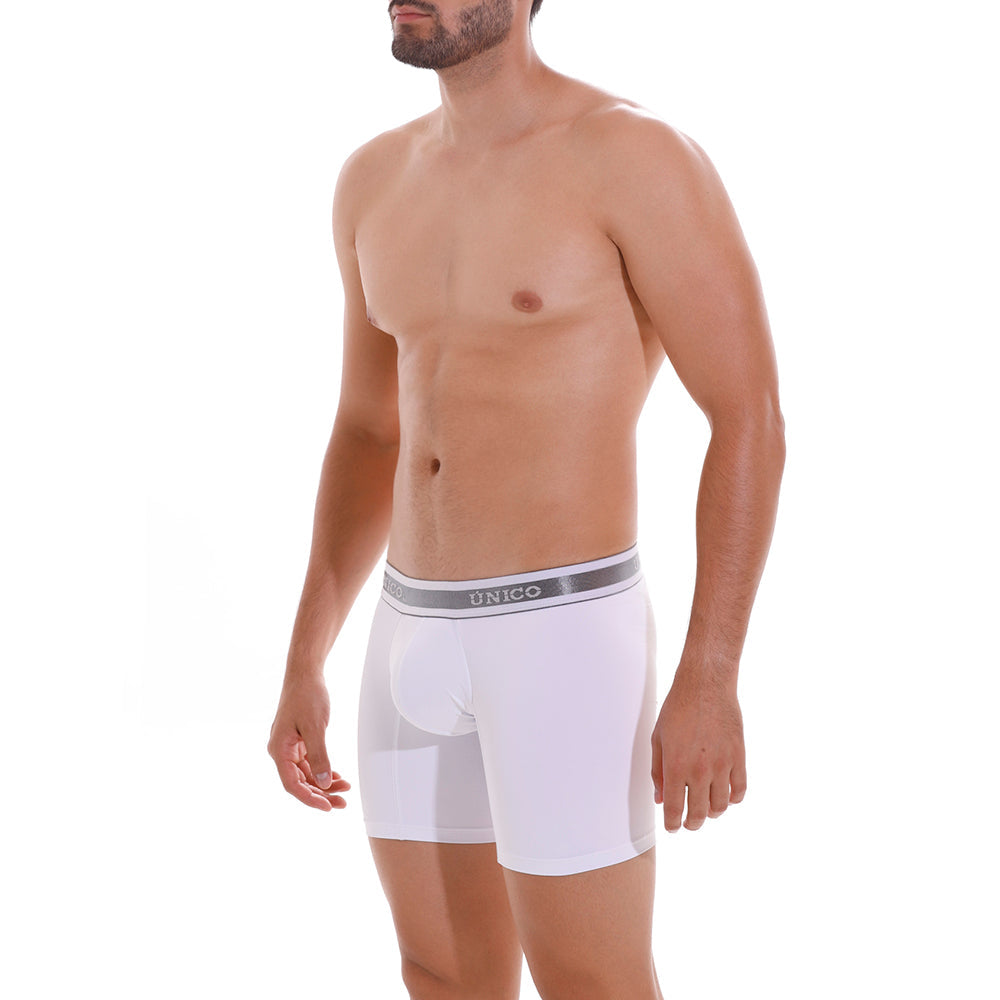 Mundo Unico Men’s Lustre A22 Cotton Mid-Brief Boxers - White Ergonomic Support Pouch Underwear