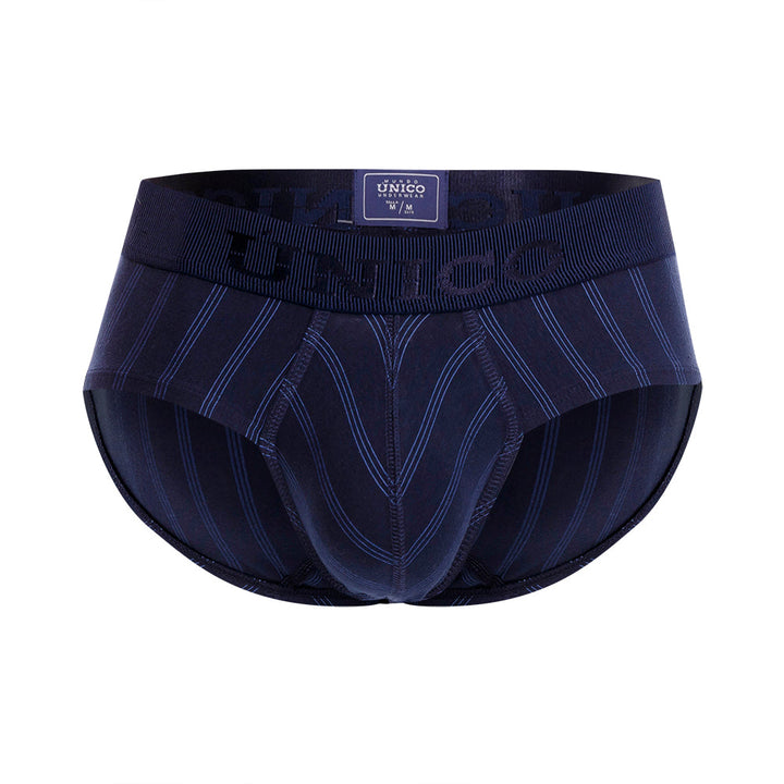 Mundo Unico Men's Senda Briefs - Dark Navy Blue Striped Comfort Fit Underwear