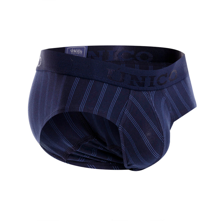 Mundo Unico Men's Senda Briefs - Dark Navy Blue Striped Comfort Fit Underwear