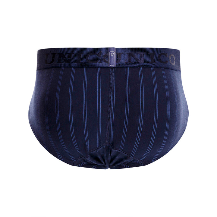 Mundo Unico Men's Senda Briefs - Dark Navy Blue Striped Comfort Fit Underwear