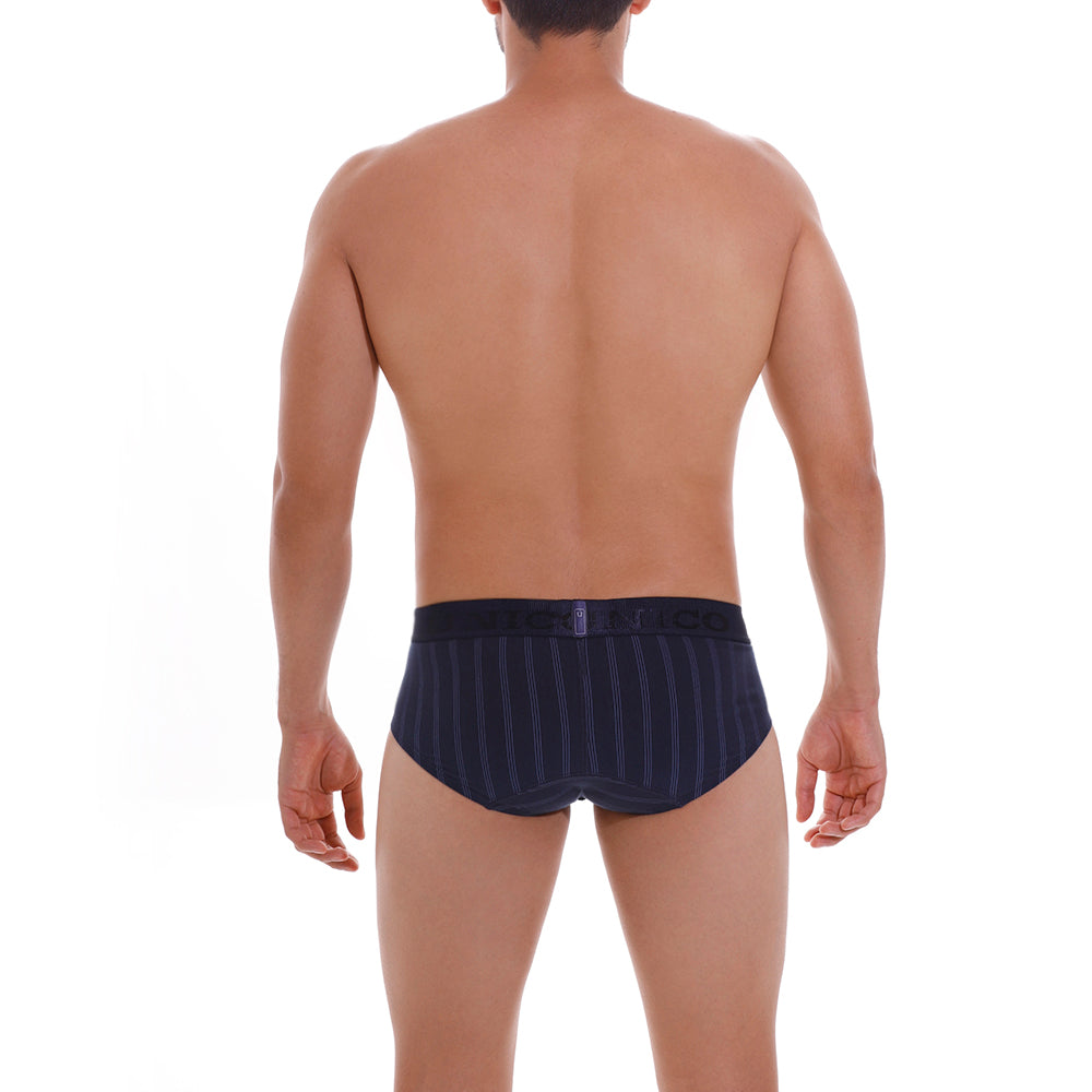 Mundo Unico Men's Senda Briefs - Dark Navy Blue Striped Comfort Fit Underwear