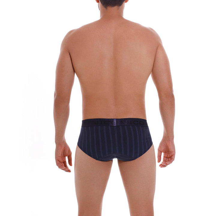 Mundo Unico Men's Senda Briefs - Dark Navy Blue Striped Comfort Fit Underwear