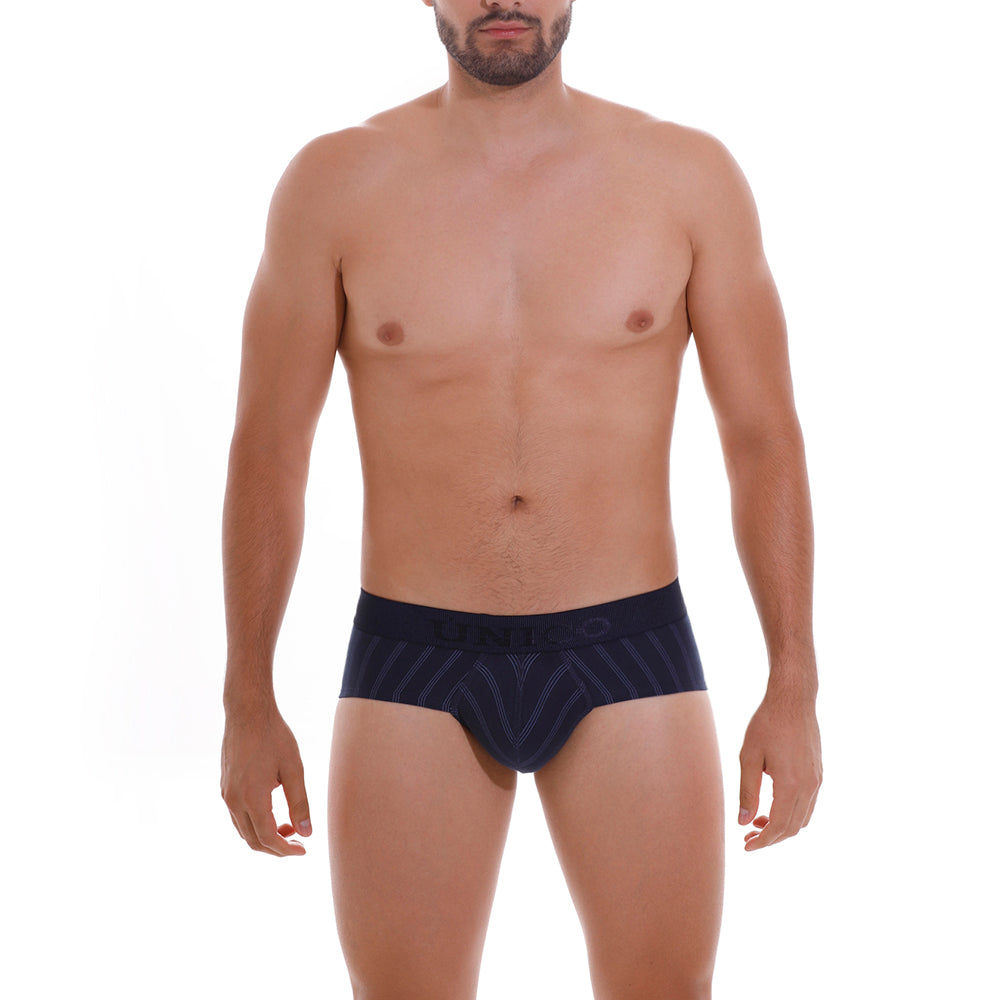Mundo Unico Men's Senda Briefs - Dark Navy Blue Striped Comfort Fit Underwear