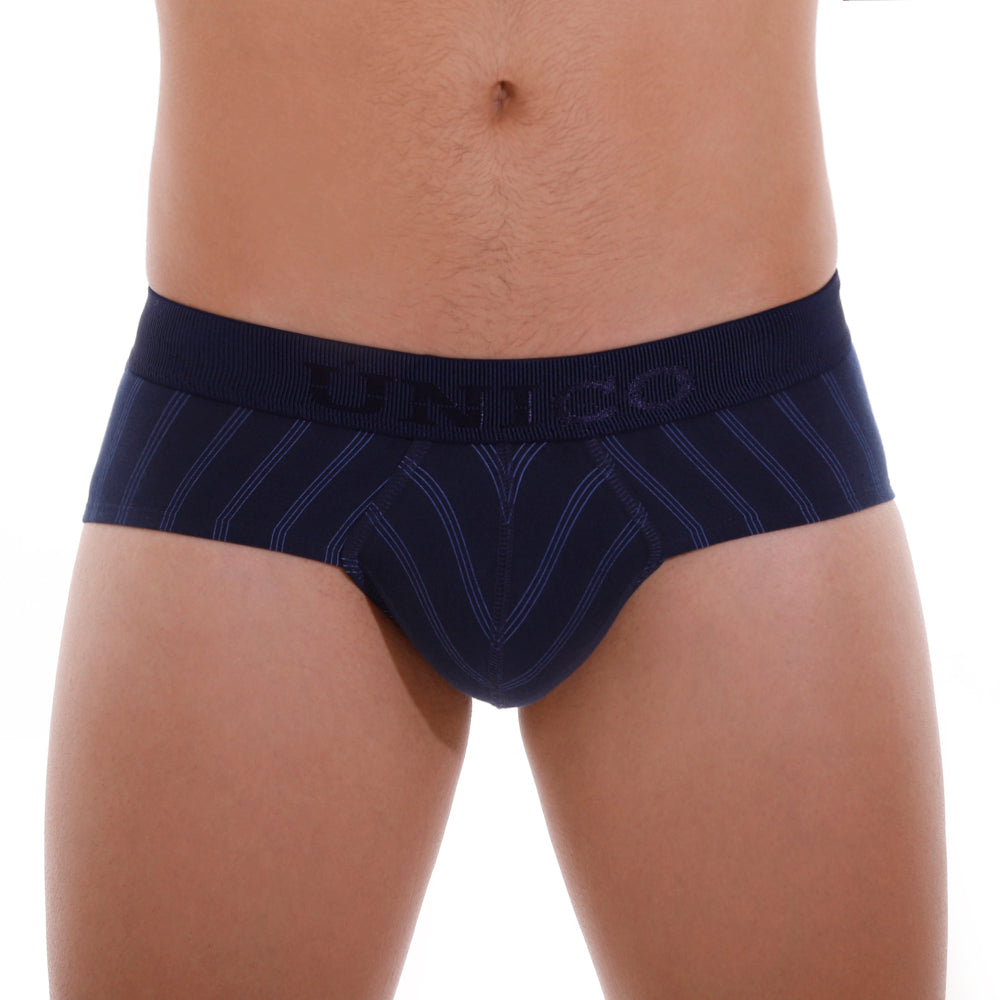 Mundo Unico Men's Senda Briefs - Dark Navy Blue Striped Comfort Fit Underwear