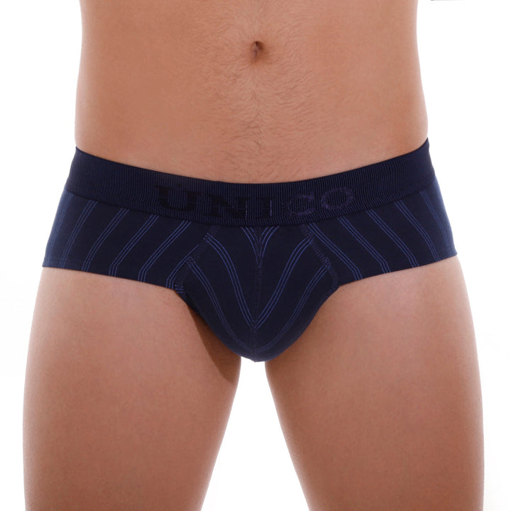 Mundo Unico Men's Senda Briefs - Dark Navy Blue Striped Comfort Fit Underwear