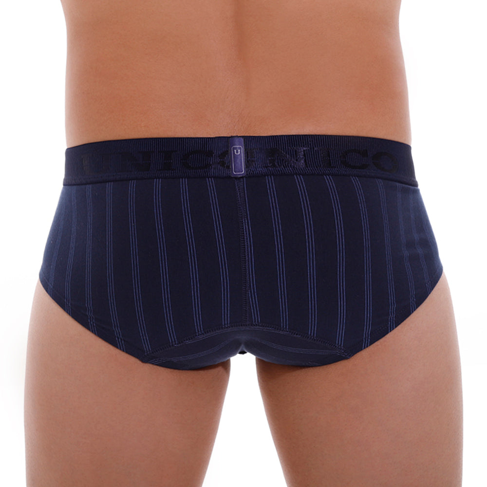 Mundo Unico Men's Senda Briefs - Dark Navy Blue Striped Comfort Fit Underwear