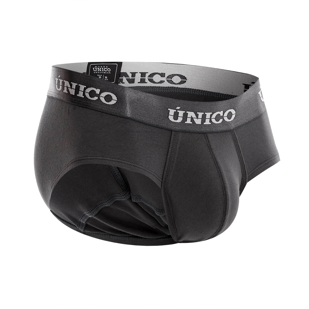 Mundo Unico Men’s Brief Asfalto A23 Gris - Premium Gray Cotton Briefs with Ergonomic Support Pouch