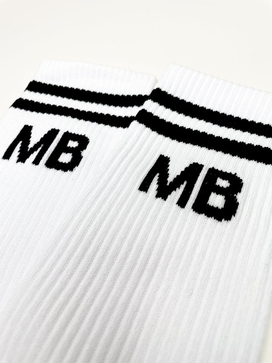 Classic White and Black Stripe Athleisure Unisex Crew Socks