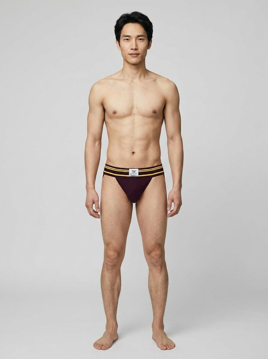HisJock Core Jock in Cabernet 2 inch waistband – men's classic athletic jockstrap deep red