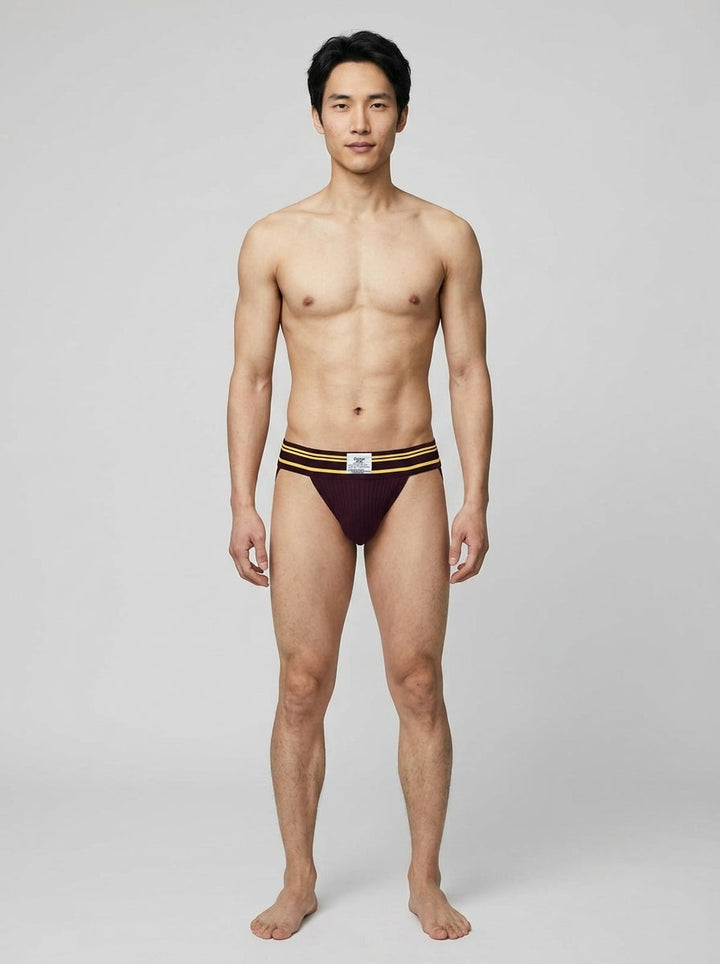 HisJock Core Jock in Cabernet 2 inch waistband – men's classic athletic jockstrap deep red