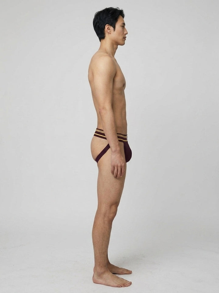 HisJock Core Jock in Cabernet 2 inch waistband – men's classic athletic jockstrap deep red