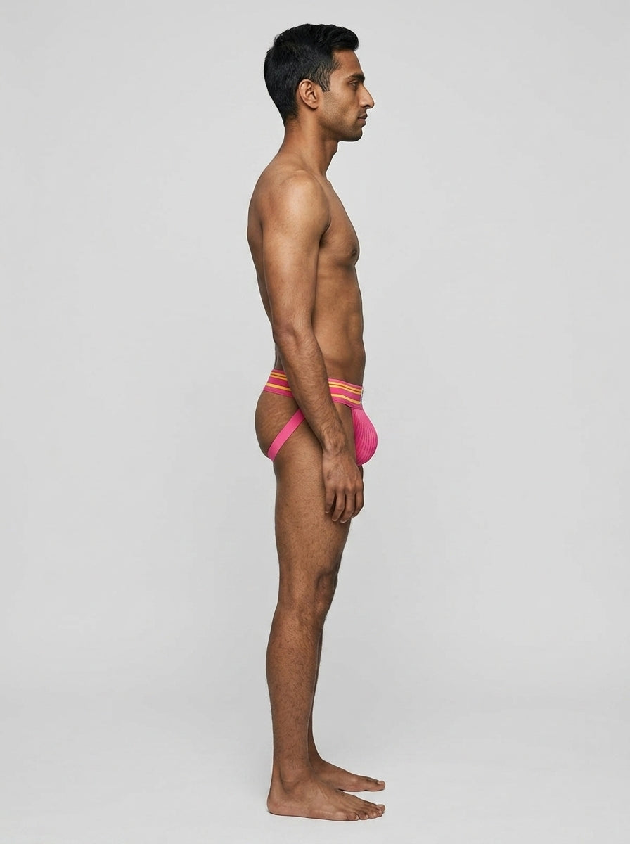 HisJock Core Jock in Circuit Party Pink 2 inch waistband – men's pink athletic jockstrap