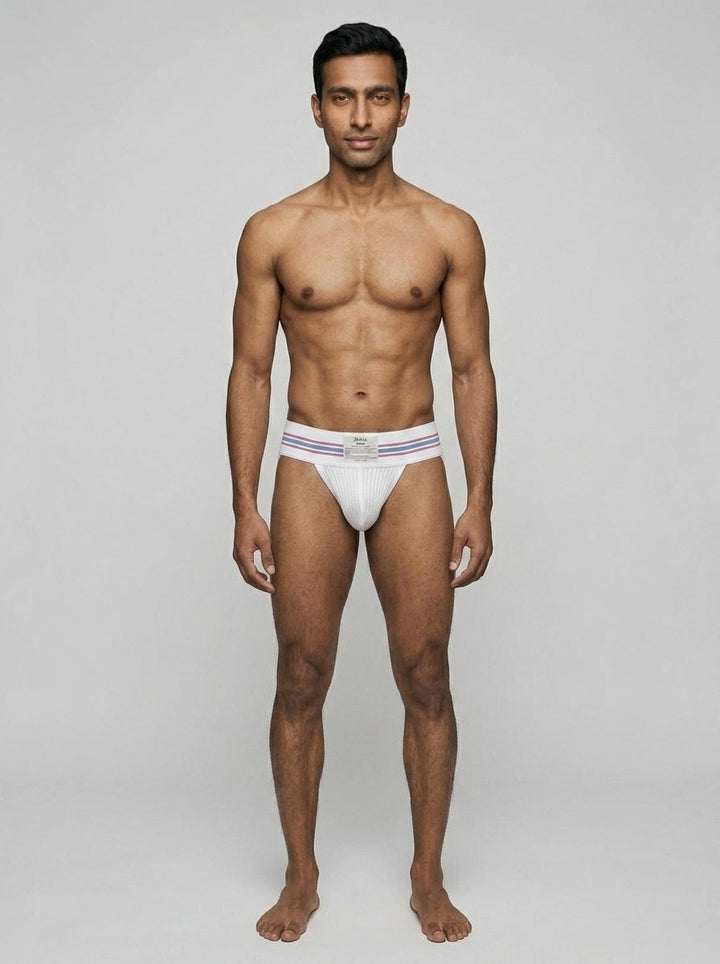 HisJock Core Jock in Classic White 3 inch waistband – men's classic athletic jockstrap