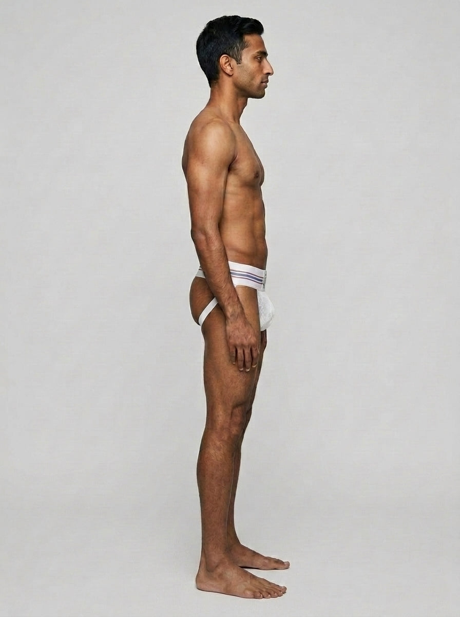 HisJock Core Jock in Classic White 3 inch waistband – men's classic athletic jockstrap