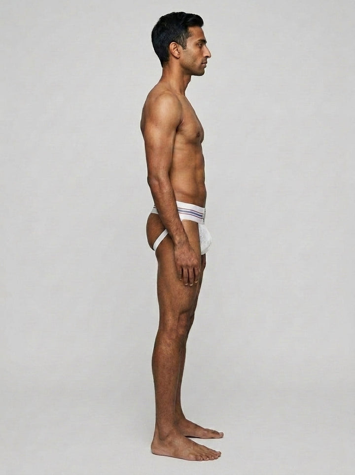 HisJock Core Jock in Classic White 3 inch waistband – men's classic athletic jockstrap