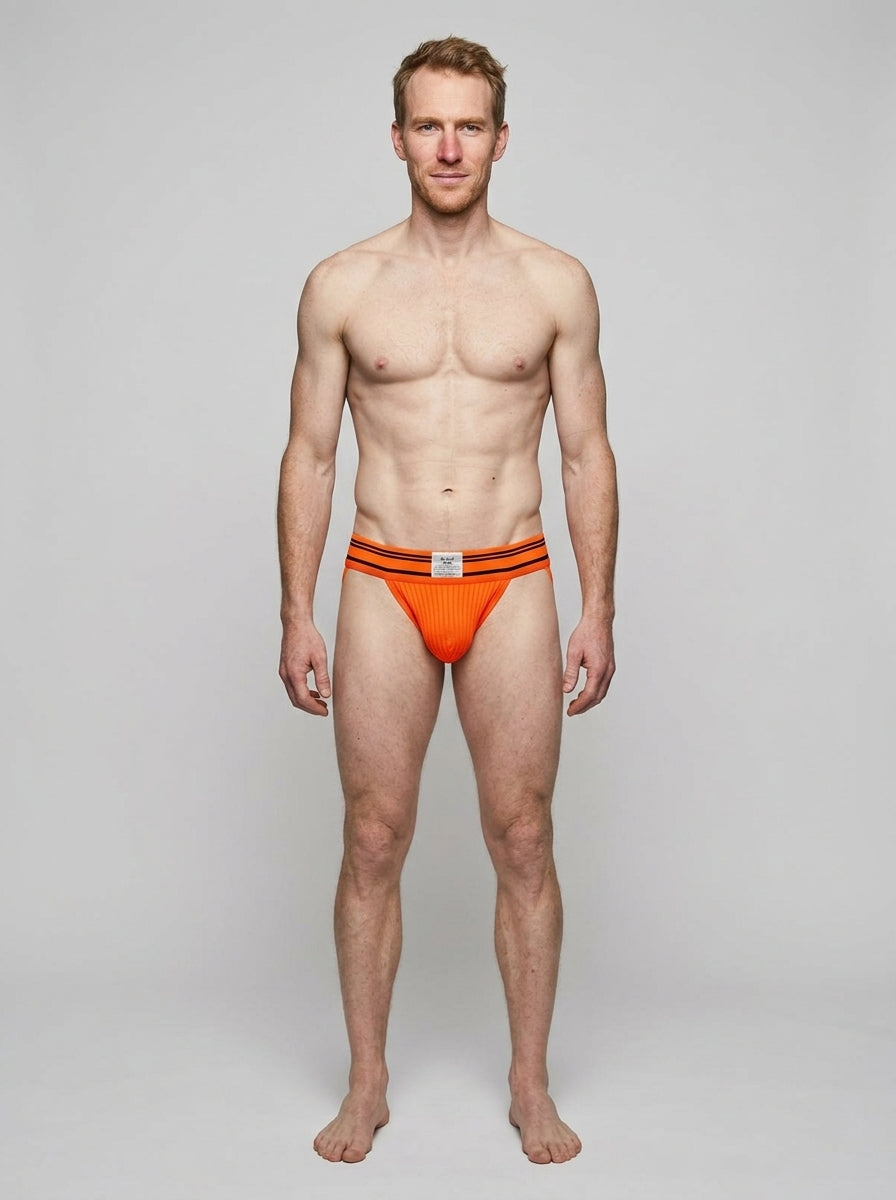 HisJock Core Jock in Jack Mehoff Orange 2 inch – men's orange classic athletic jockstrap