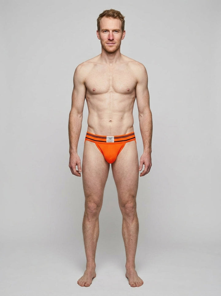 HisJock Core Jock in Jack Mehoff Orange 2 inch – men's orange classic athletic jockstrap