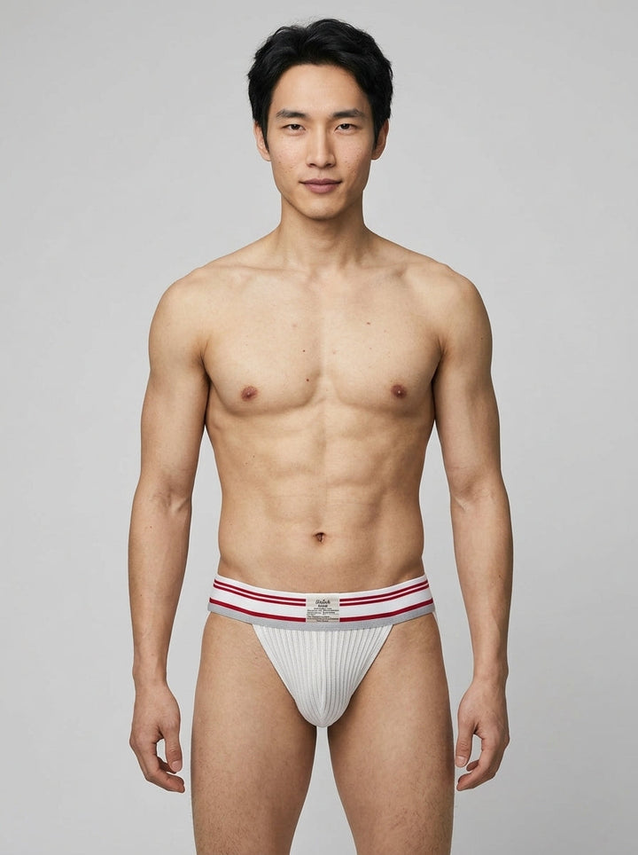 HisJock Core Jock in Virgin White 2 inch waistband – men's white classic athletic jockstrap